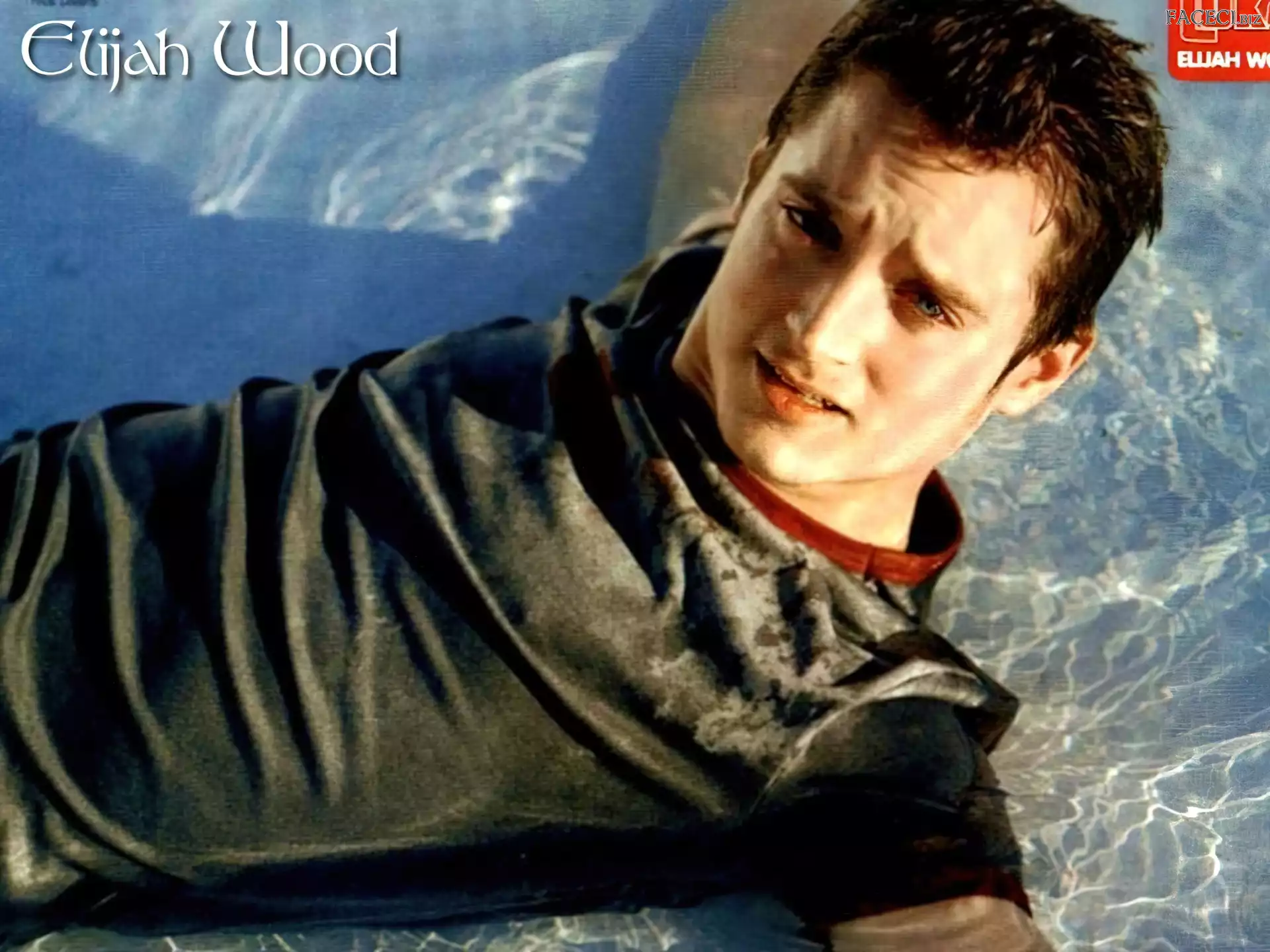 woda, Elijah Wood, niebieskie oczy